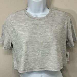 Old Navy Girls Active Breathe On Short Sleeve Crop Shirt Heather Gray L 10-12